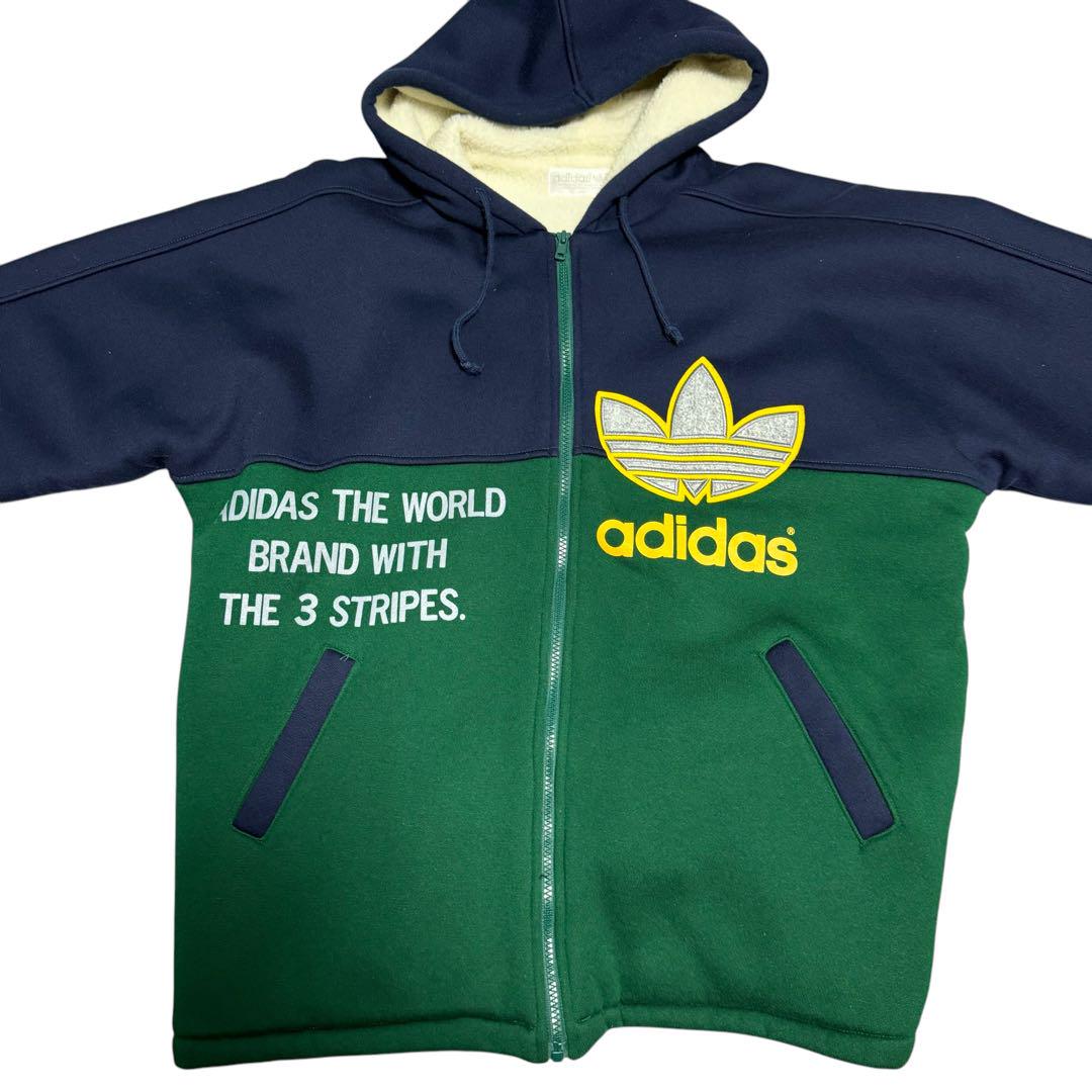 【adidas】古着✨　裏ボアパーカー　マルチカラー　フーディー