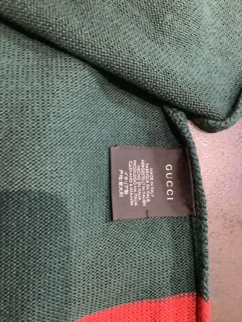 GUCCI メンズマフラー　グリーン&レッド　gg 中古・古着通販】GUCCI (グッチ) GGロゴニットウールマフラー
