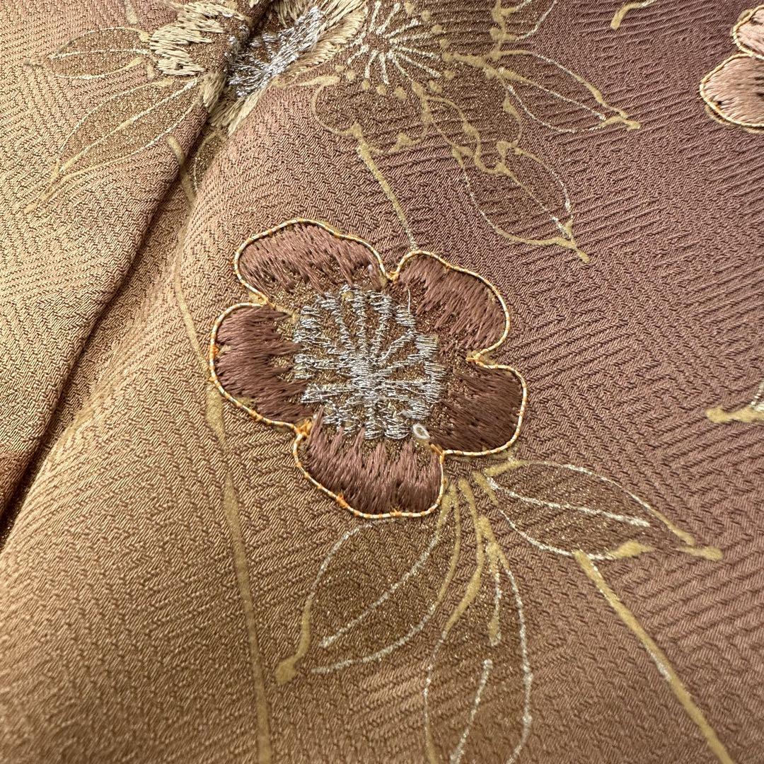付下げ 刺繍に金駒 上品花模様 着物 正絹 紋なし 袷 広衿 RK-3961