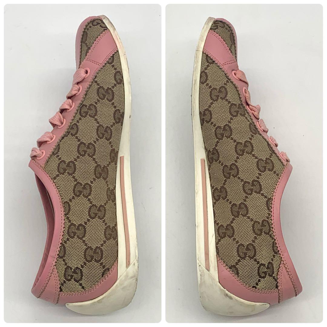 極希少　GUCCI　グッチ　スニーカー　キャンバス　レザー　23.5～24.0