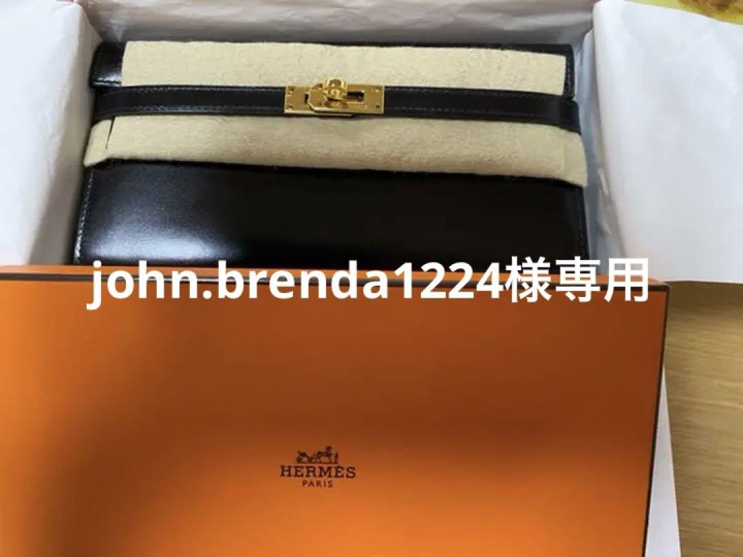 HERMES ケリーウォレット ロング 黒 ボックスカーフ ゴールド金具