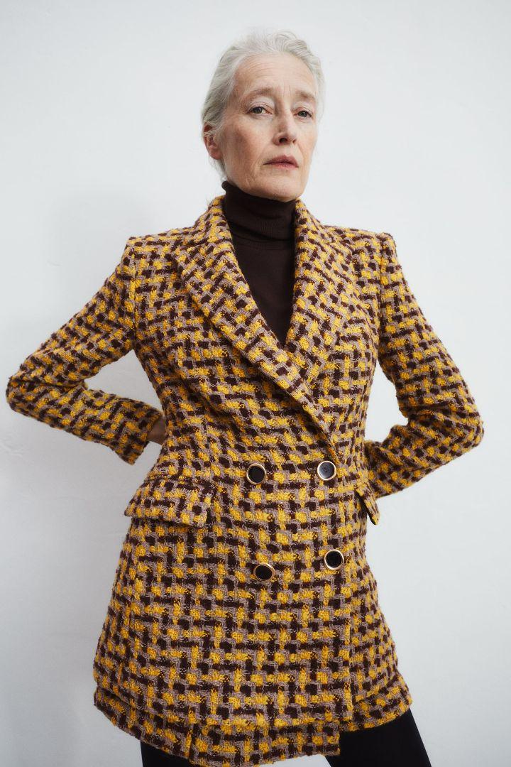 ZARA　テクスチャー素材ダブルブレストブレザー　XSサイズ