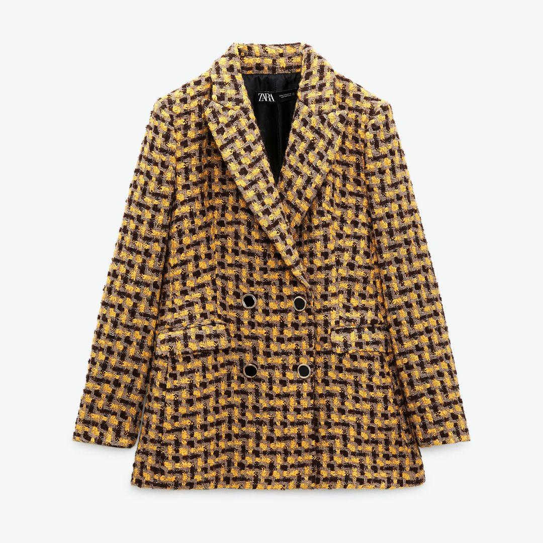 ZARA　テクスチャー素材ダブルブレストブレザー　XSサイズ
