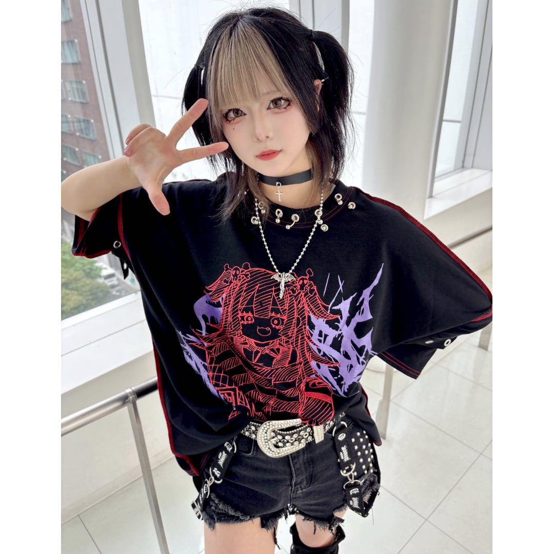 【VOLCAN&APHRODITE】 GIRLピアスベルトステッチTシャツ