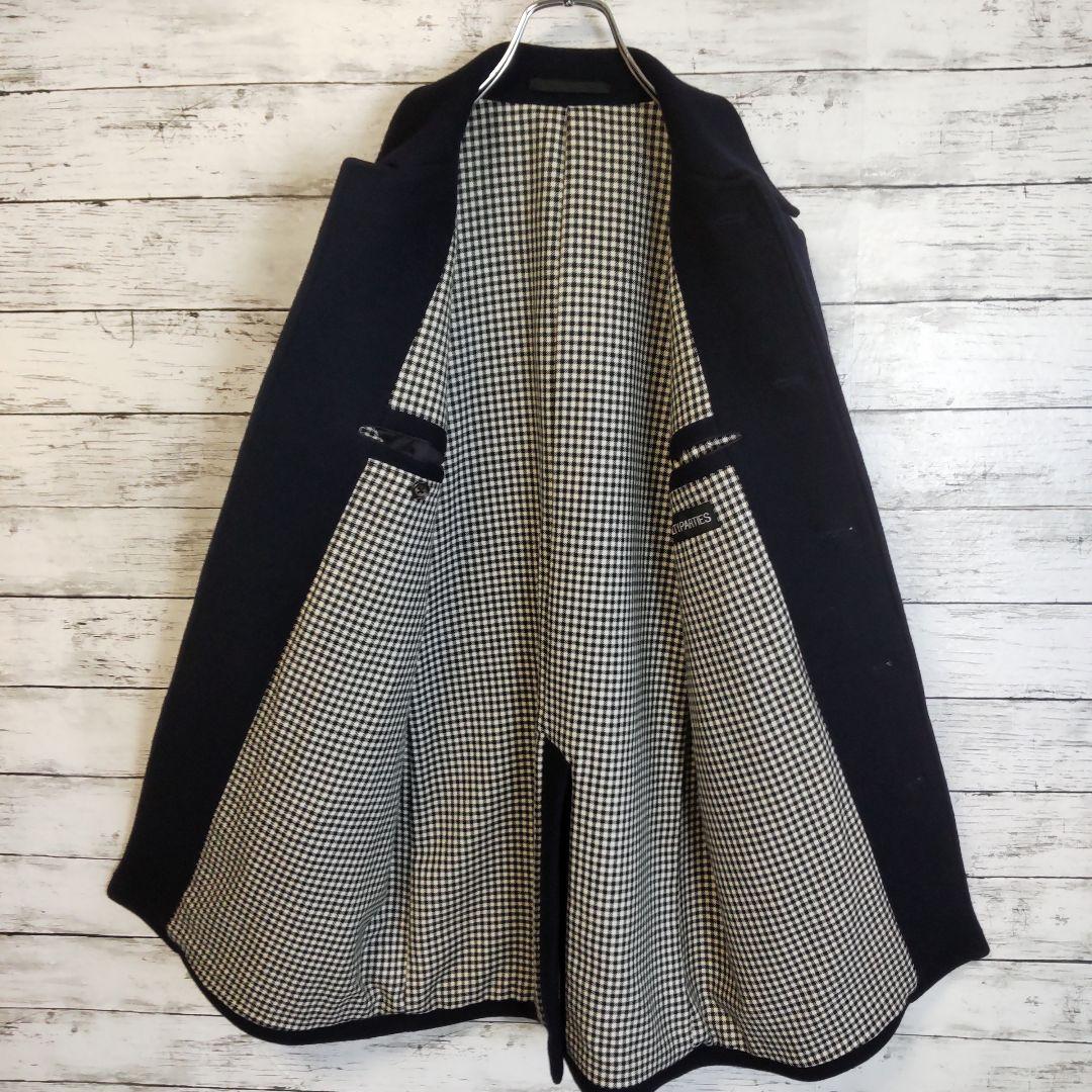 【カシミヤ混】ワコマリア　厚手バルカラーコート　裏地チェック　M相当　入手困難品