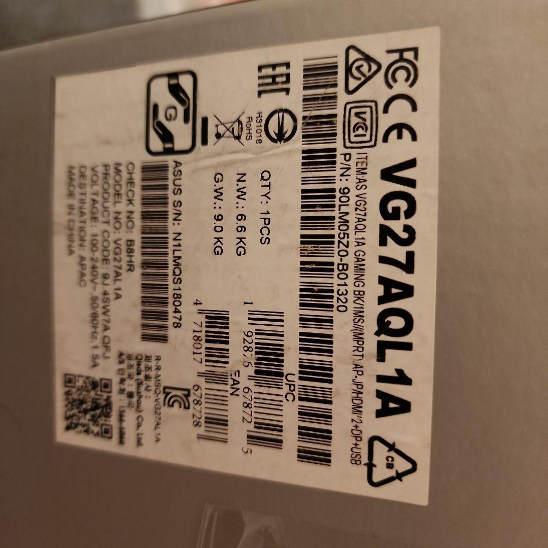 ディスプレイ・モニター本体 ASUS VG27AQL1A