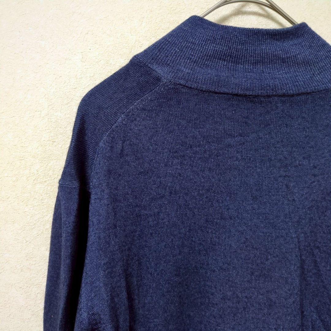 グランサッソ ニットセーター ネイビー ハイネックデザインジッパー付 t4024