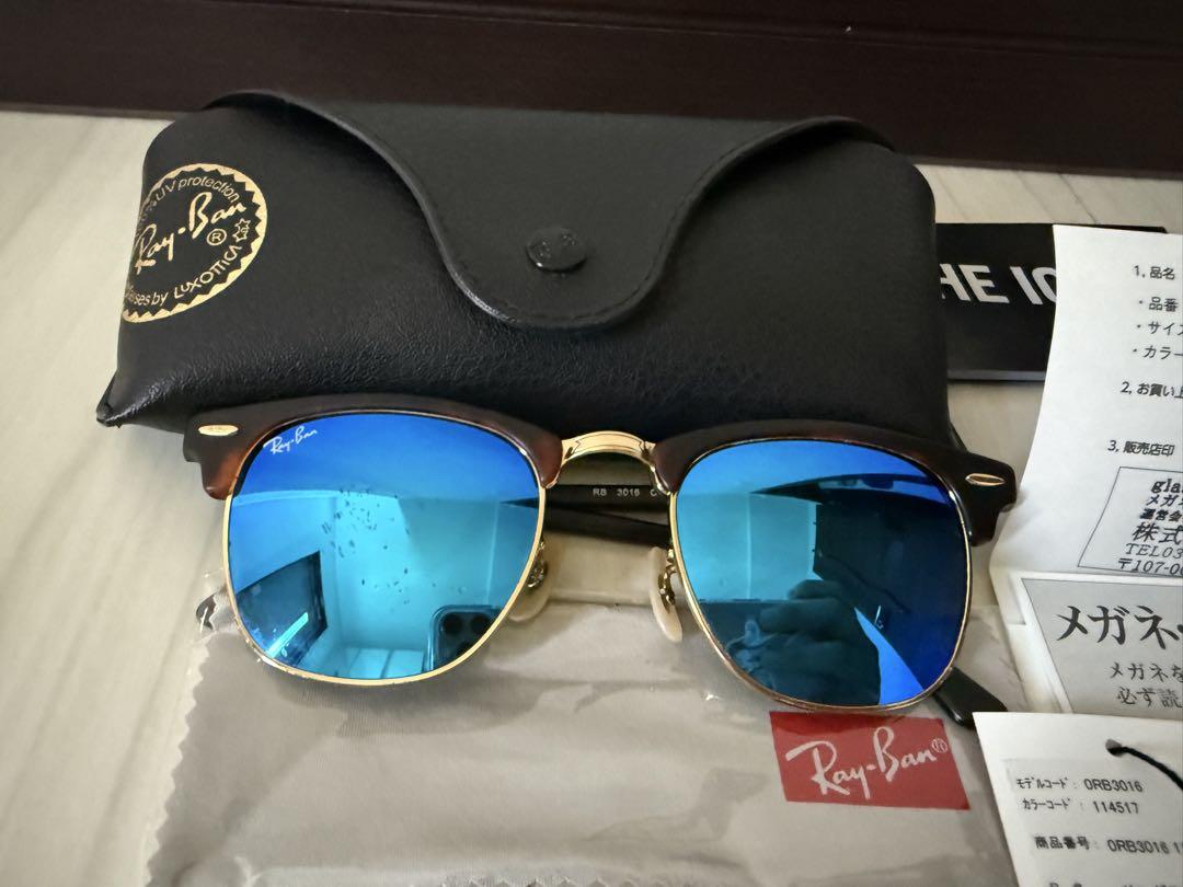 Ray-Ban ブルーミラー ゴールドフレーム サングラス小物
