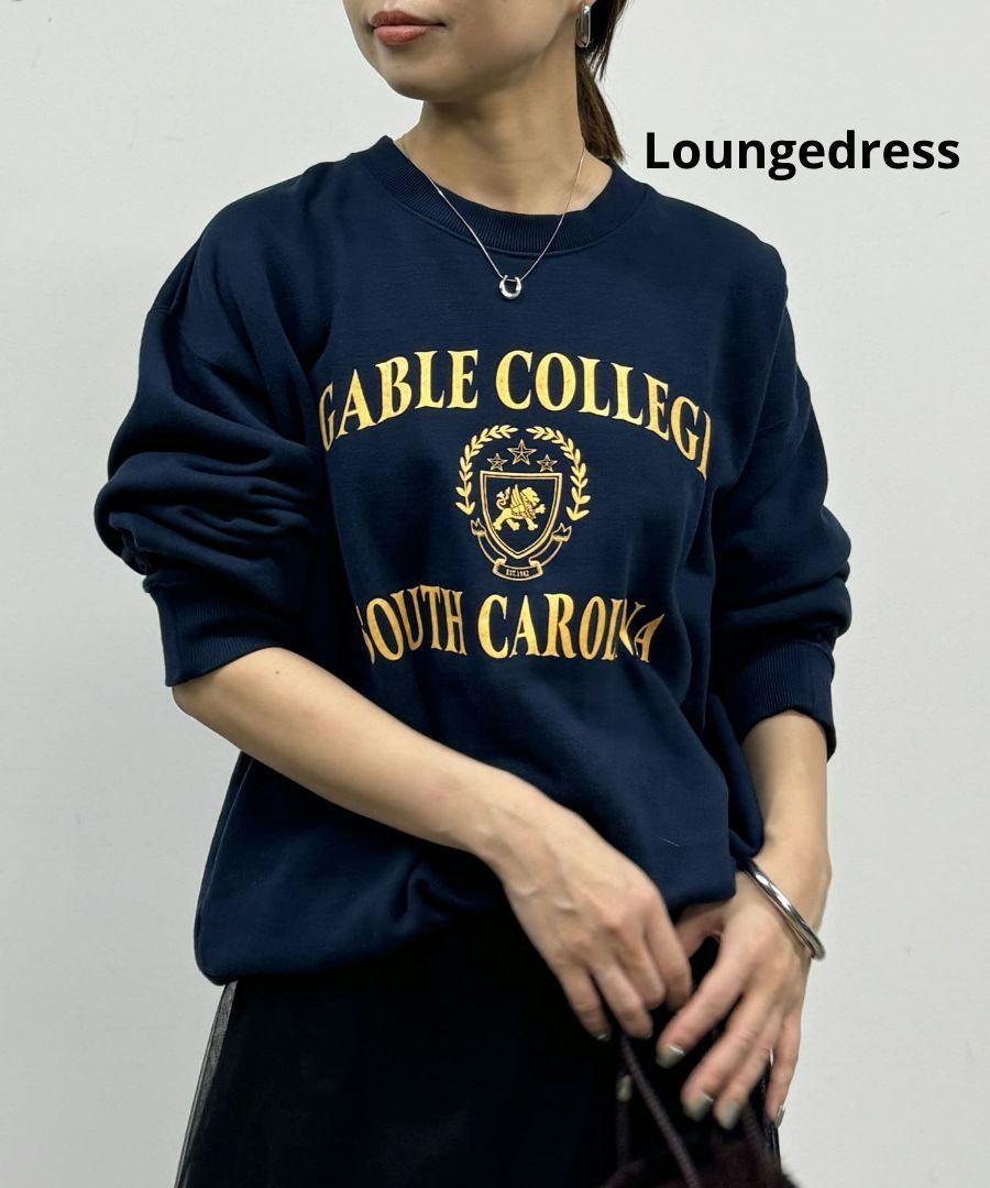 【Loungedress】カレッジロゴスウェットプルオーバー　ネイビー