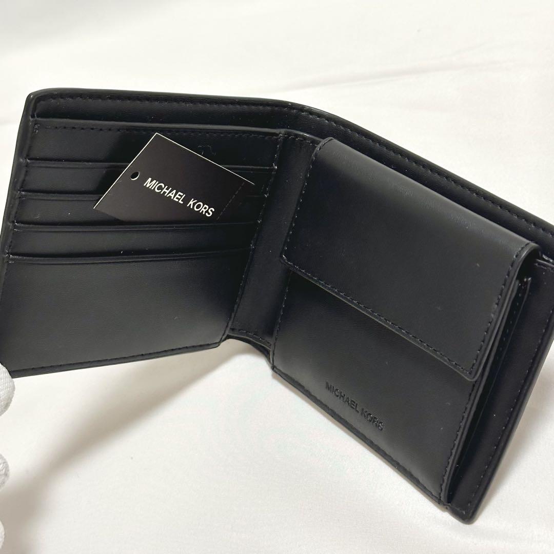 結婚祝い 限定品】MICHAEL シグネチャー 黒 ブラック 二つ折り財布 KORS 小物
