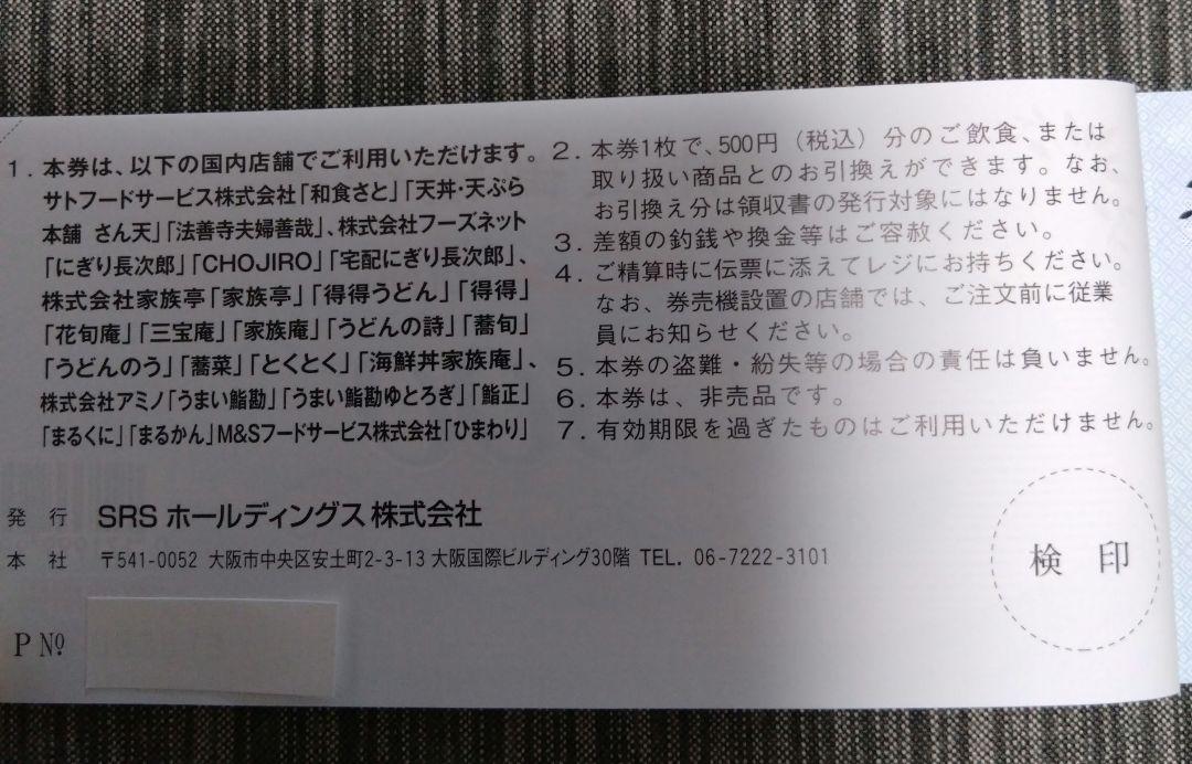 SRSホールディングス 株主優待券