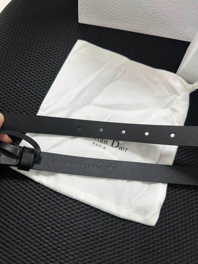 Dior ブラックレザー ベルト ゴールドバックル