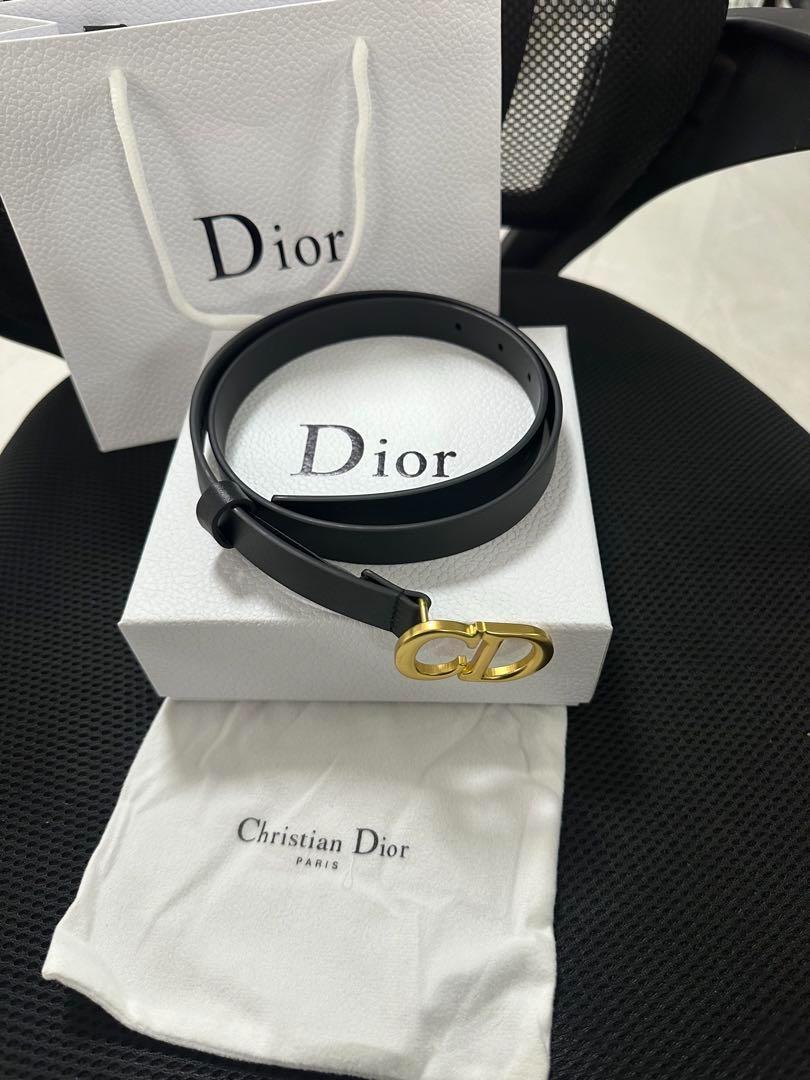 Dior ブラックレザー ベルト ゴールドバックル