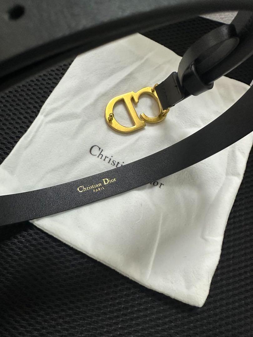 Dior ブラックレザー ベルト ゴールドバックル