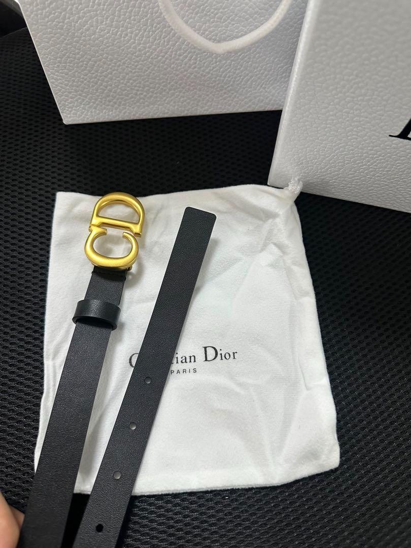 Dior ブラックレザー ベルト ゴールドバックル