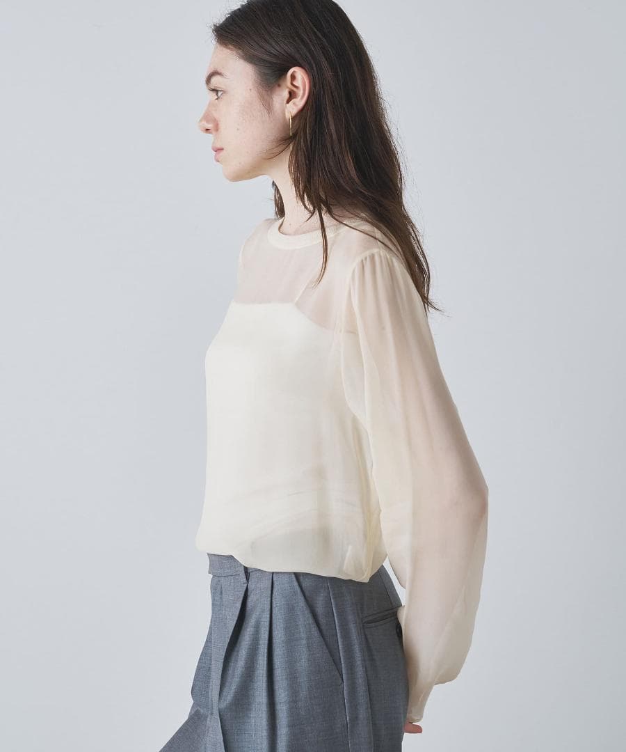 新品ドローイングナンバーズキュプラシースルーブラウス アイボリー 新品ドローイングナンバーズキュプラシースルーブラウス アイボリー