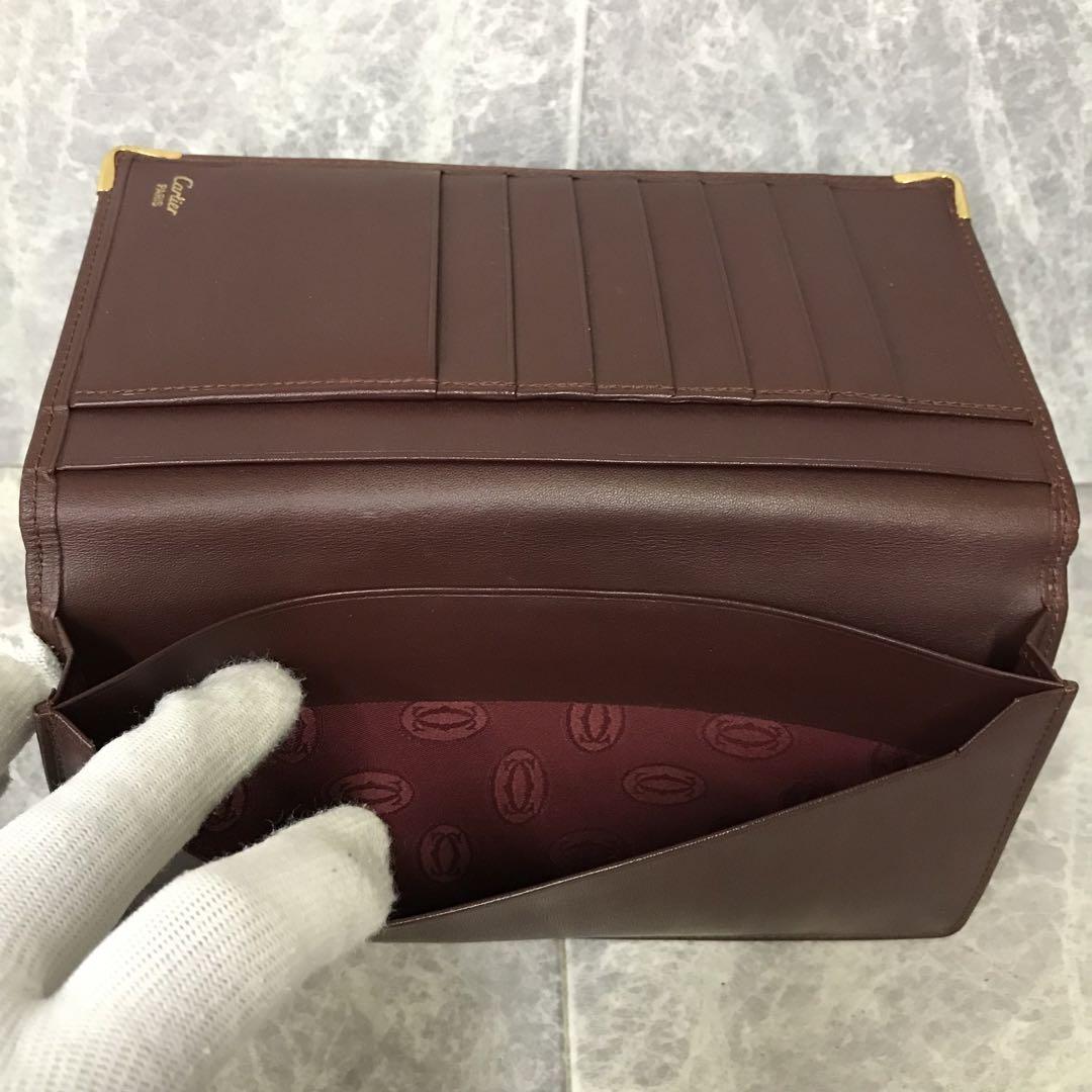 カルティエ 札入れ 二つ折り マストライン ボルドー 美品 ギャラ