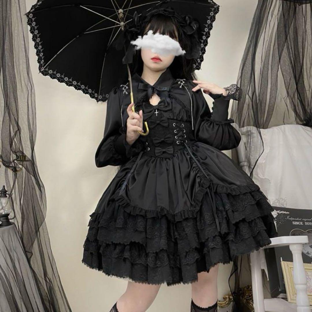 【専用】ゴスロリ ブラックドレス レース装飾