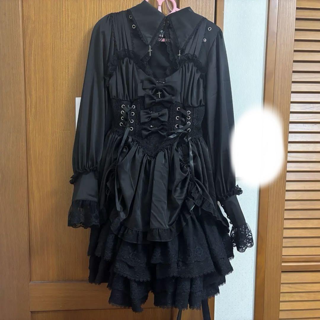 【専用】ゴスロリ ブラックドレス レース装飾
