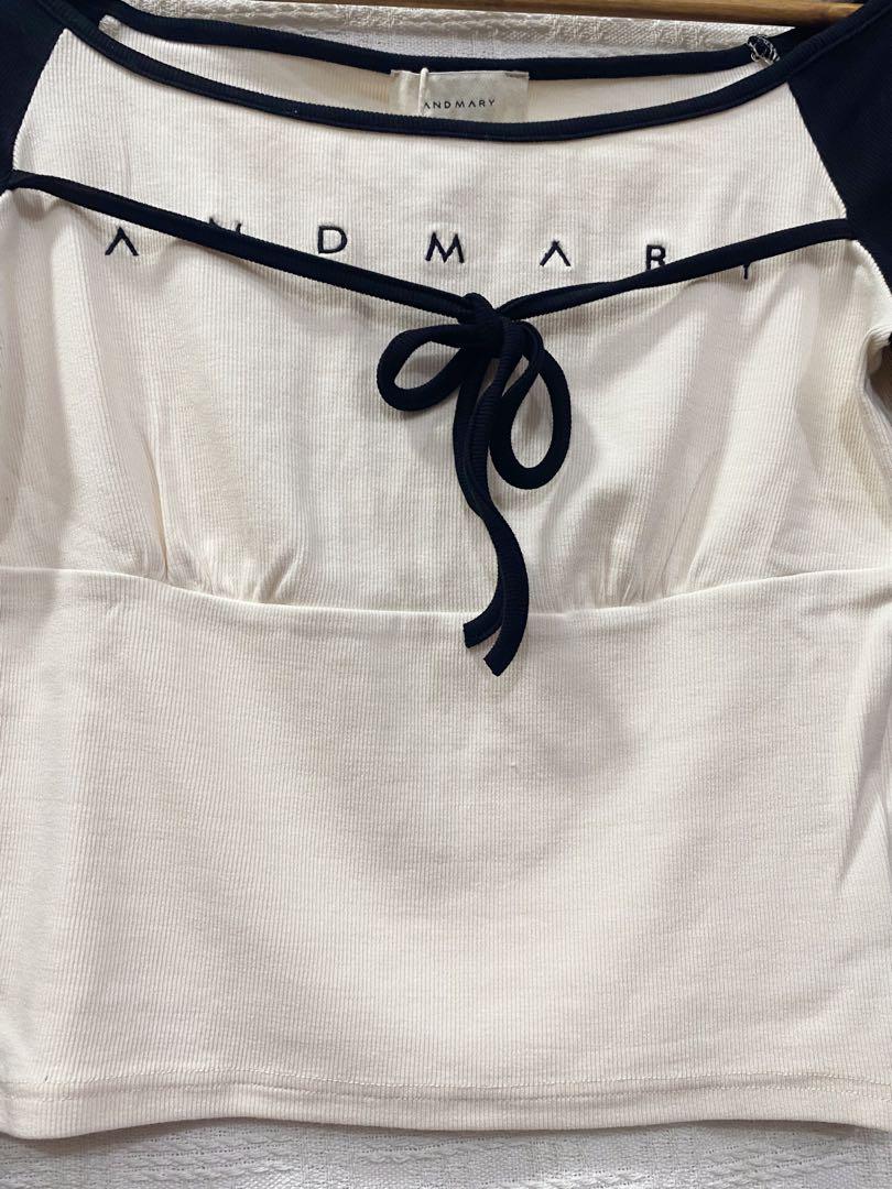 andmary Alma ribbon tops navy - メルカリ