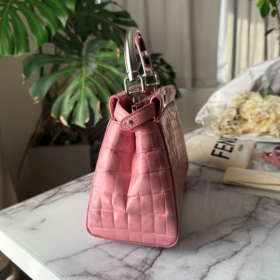 FENDI フェンディ ピーカブー ミニ クロコダイル ピンク 2WAY