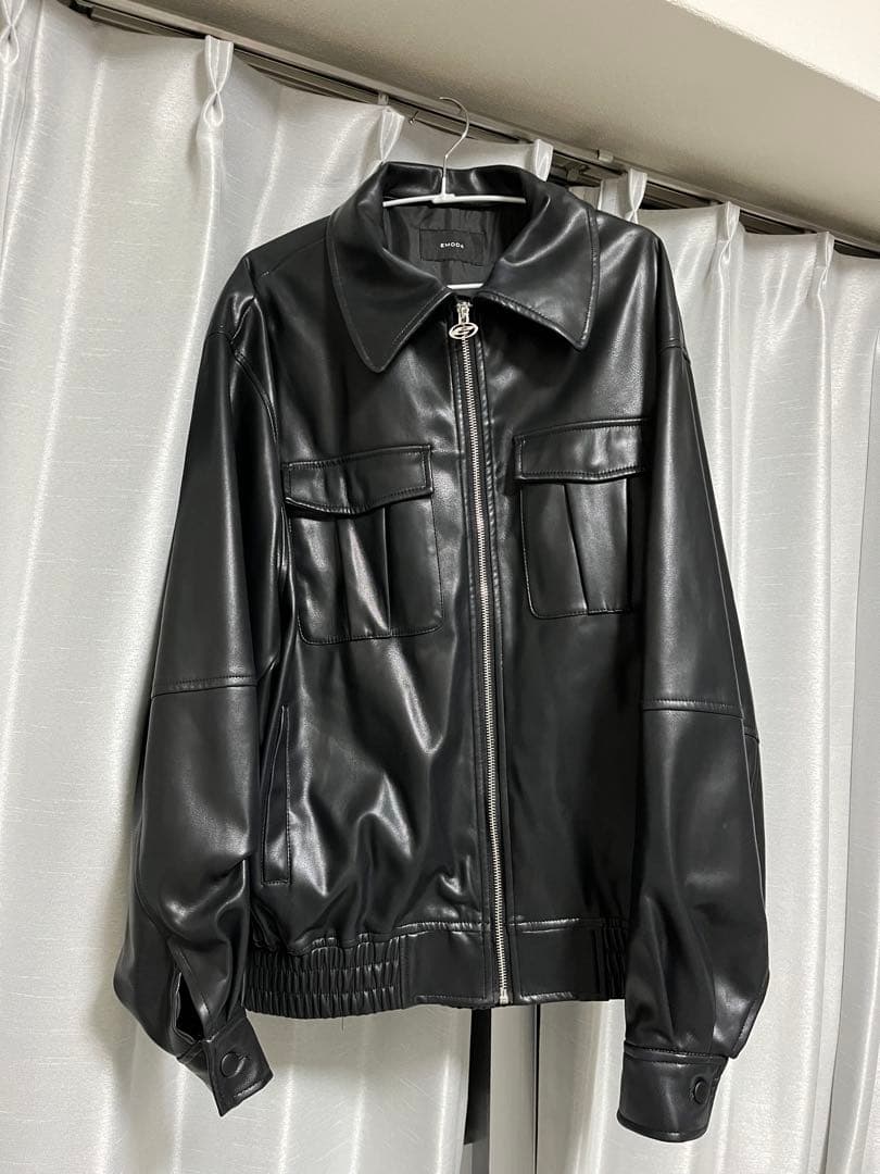 EMODA オーバーサイズ ブラック 合成皮革ジャケット - メルカリ