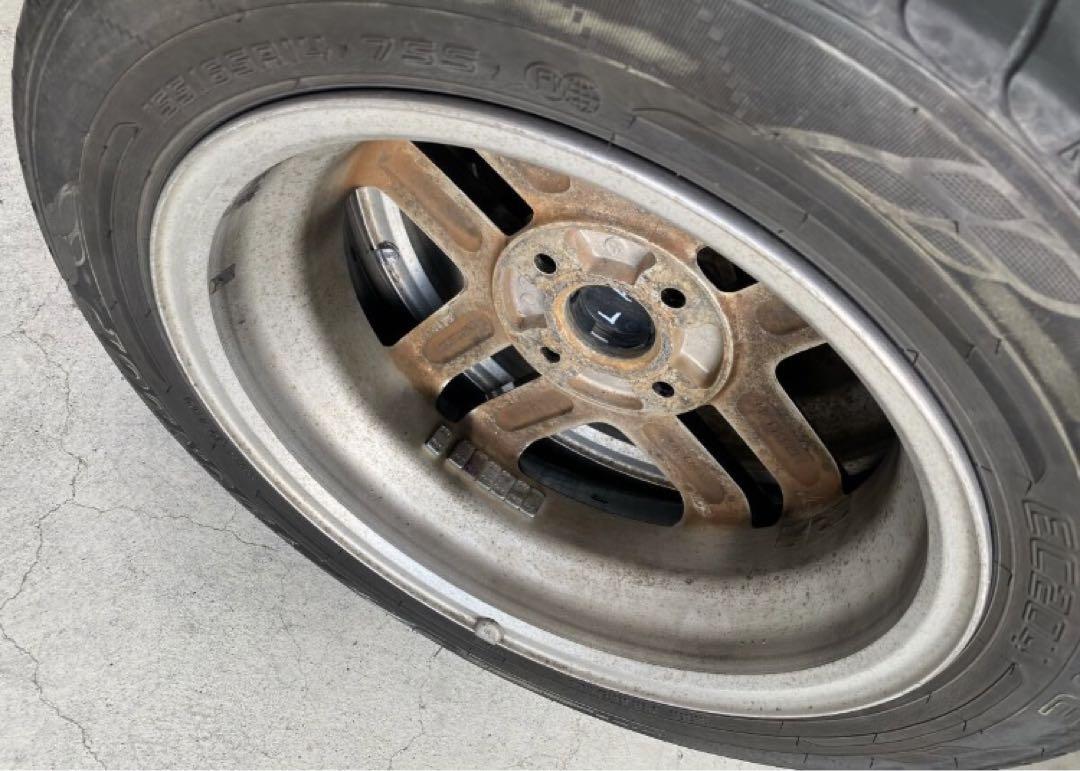 送料込み引取も対応 スズキ純正アルミホイール 155/65R14タイヤ4本セット