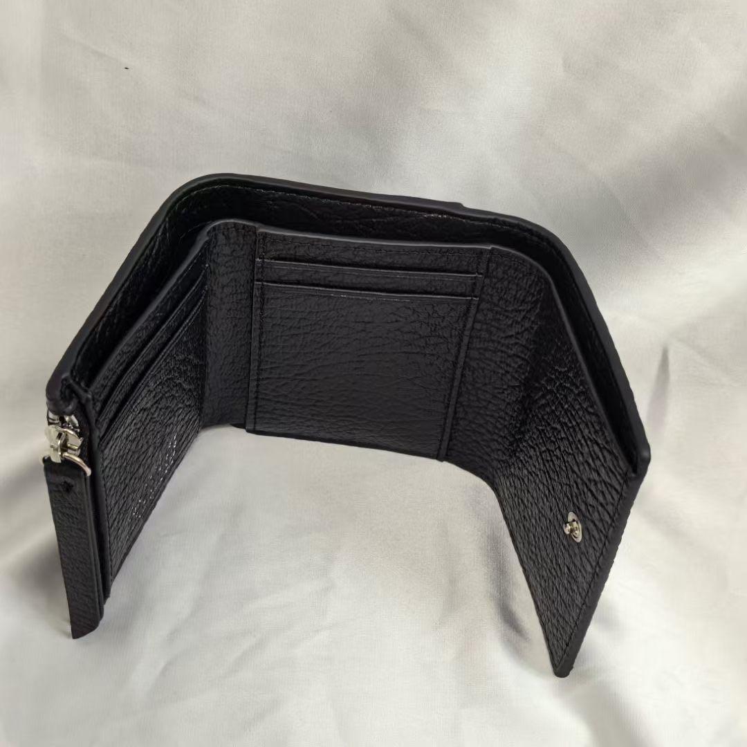 MM6マルジェラ黒いレザ-三つ折り財布