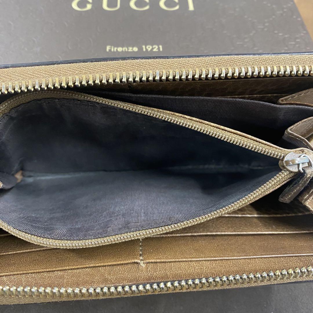 超美品‼️グッチ　GUCCI 財布　長財布　シマレザー　ラウンドファスナー