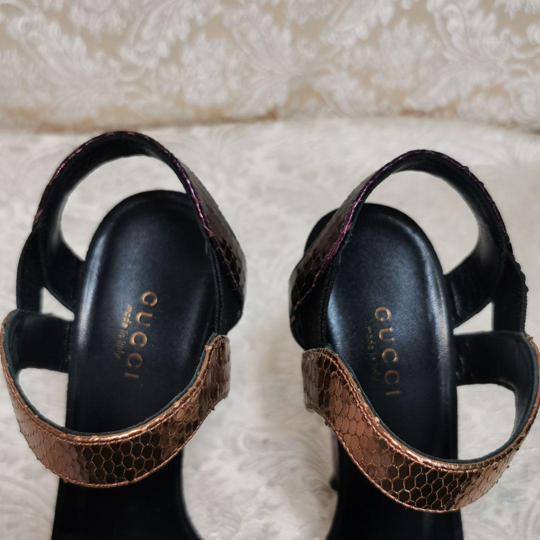 希少　レア　グッチ　GUCCI　ハイヒール　サンダル　パイソン　35½　22.5