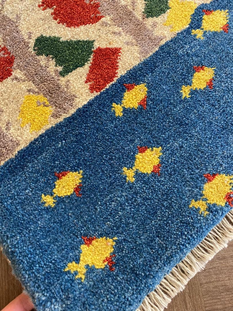 ギャッベ 51x79cm ペルシャ絨毯 手織り ギャベ 玄関マットラグ 絨毯