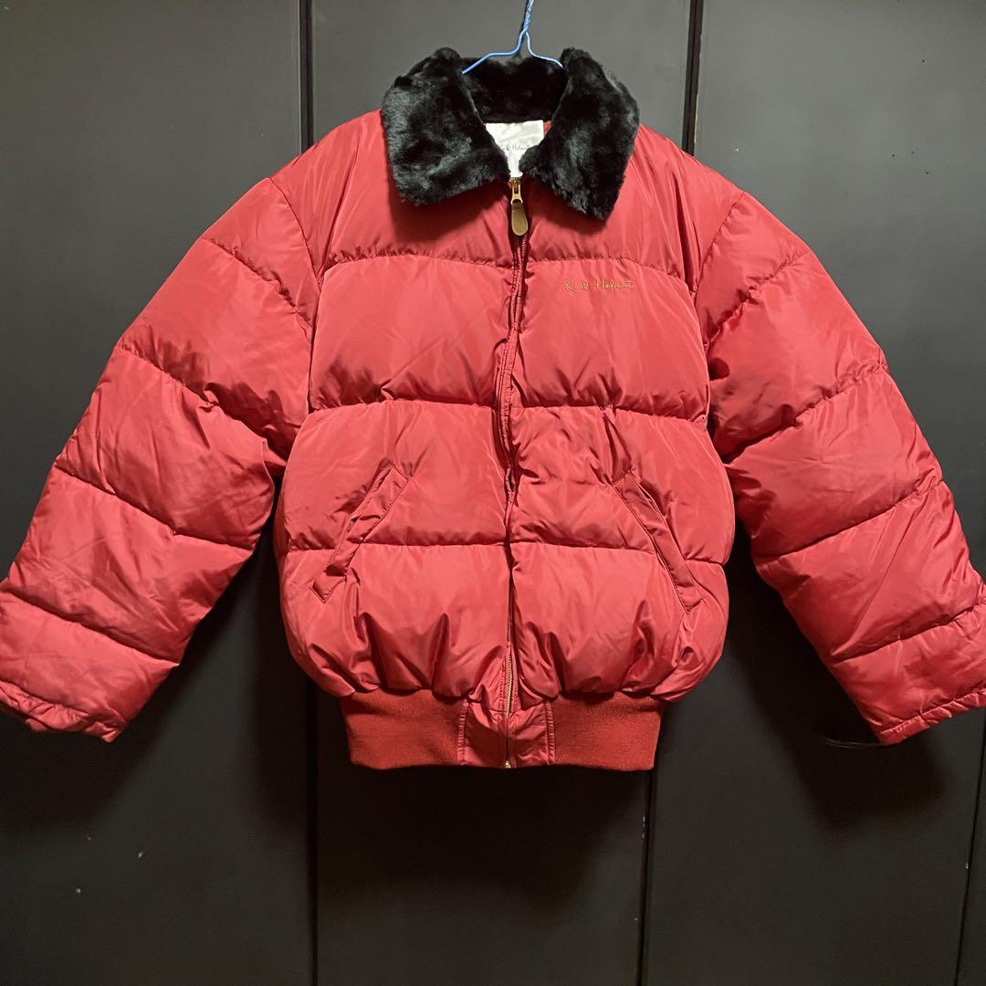 【美品】カールヘルム　ダウンジャケット　レッド　赤　ファー　L