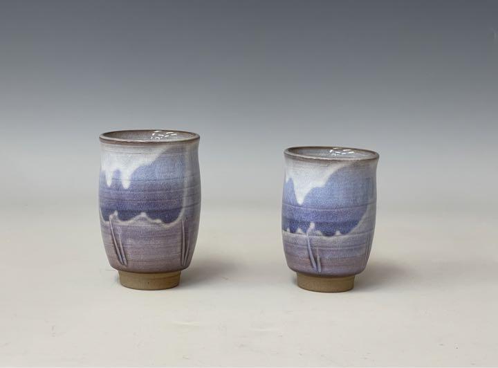 組湯呑陶崋山松尾藻風作木箱入