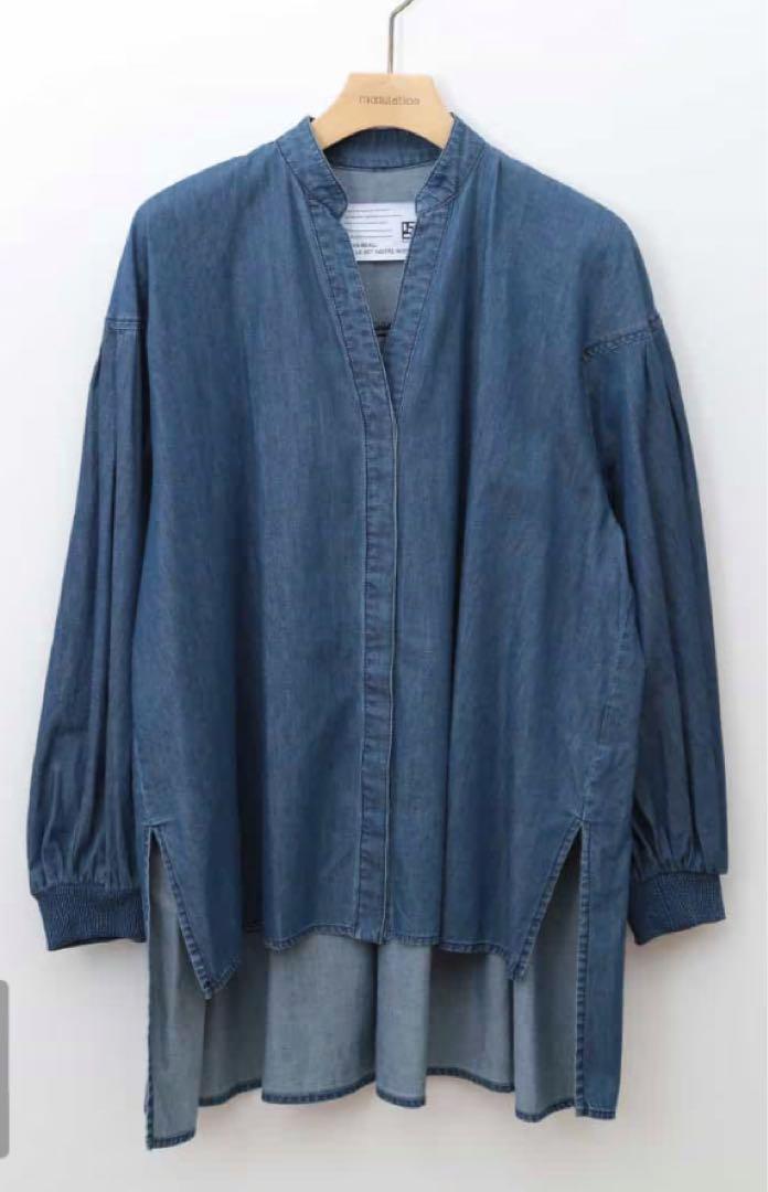 【美品】【アレーズモジュレーション】　スキッパー　デニムシャツ　トップス