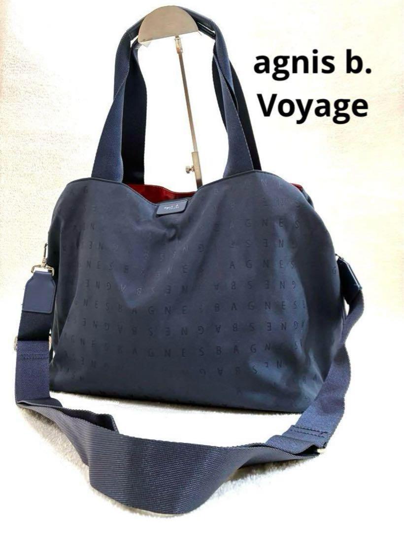 極美品】アニエスベー ボヤージュ ボストンバッグ 2way ロゴプレート