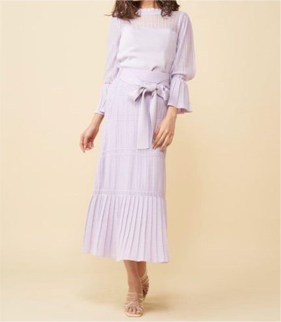 ROYALPARTY新品タグ付き シアー切替ニットトップス×スカートセットアップ