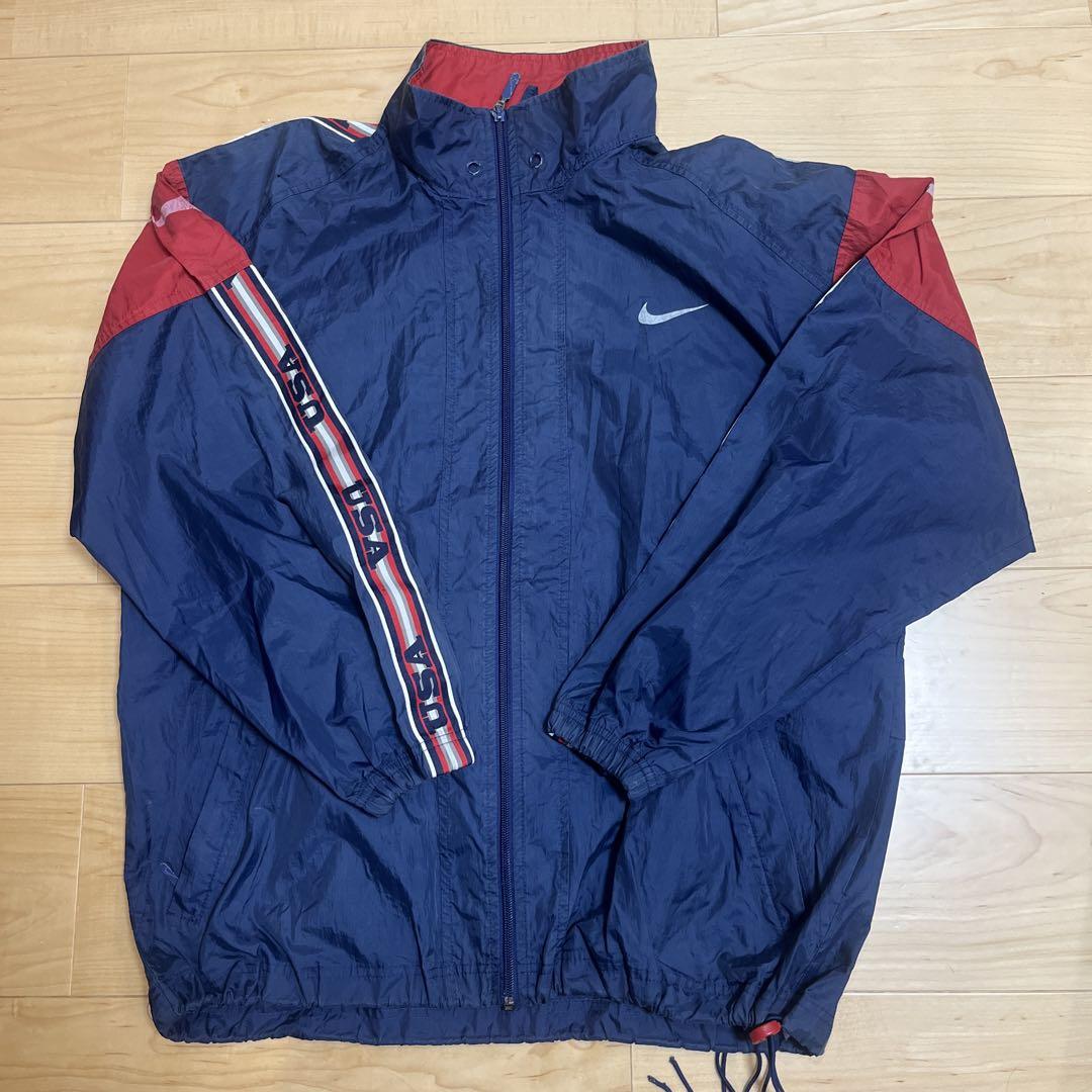 Nike ナイロンジャケット M ネイビー/レッド　90s