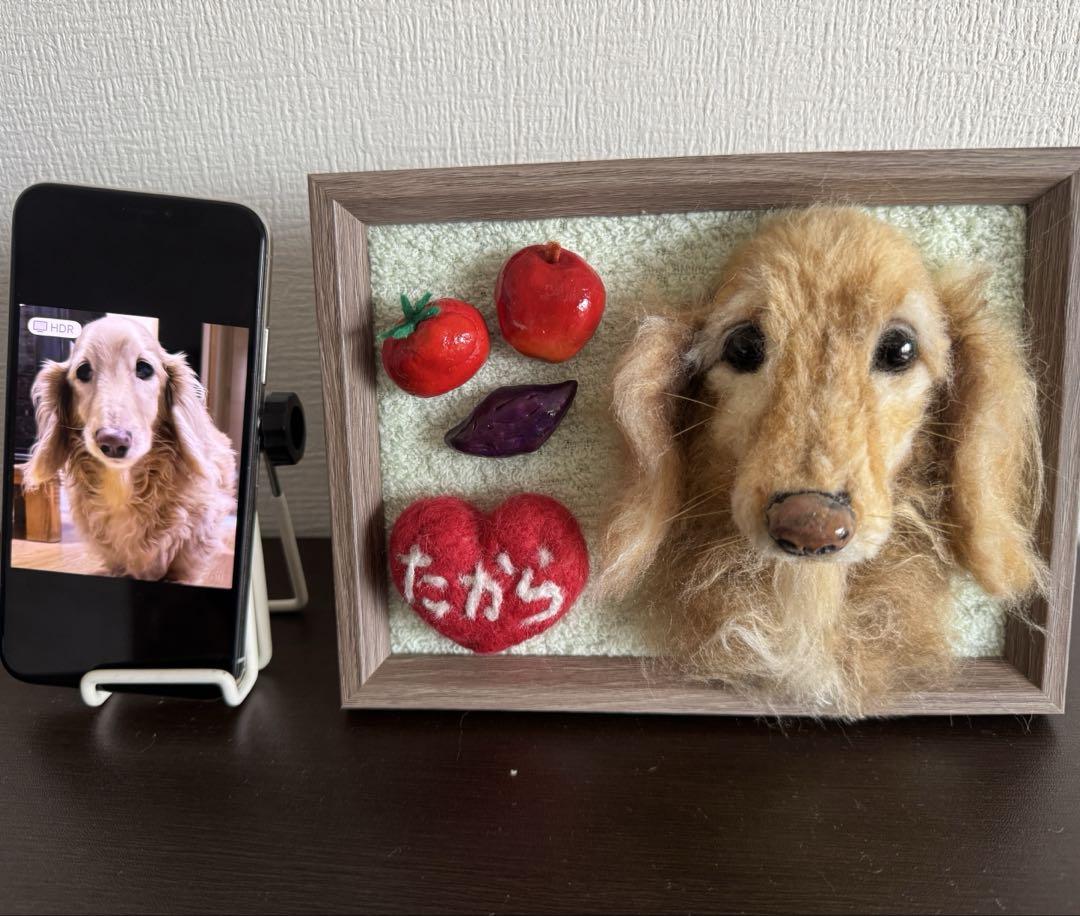 わんこ限定 羊毛フェルト作品 うちの子プレート