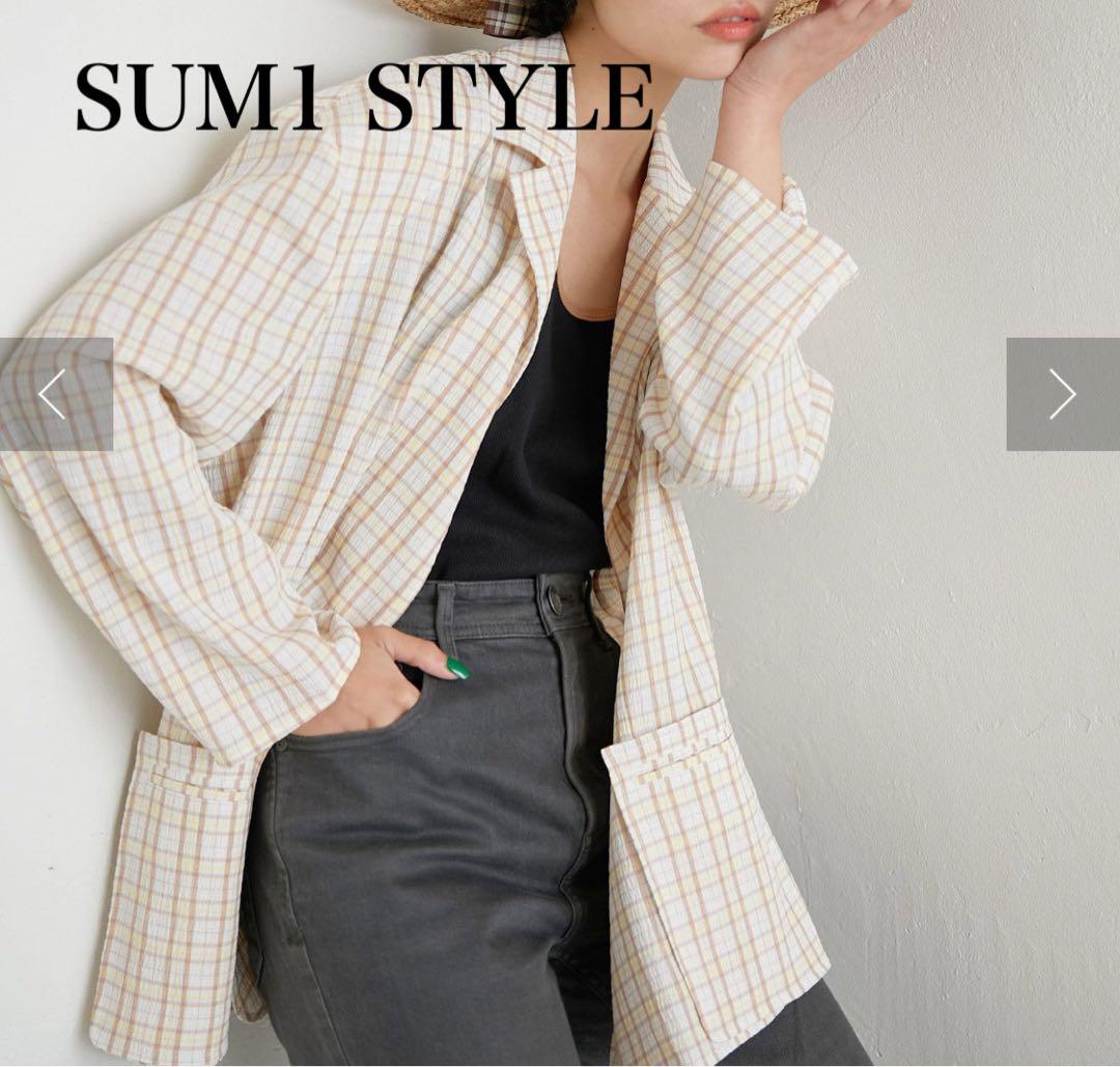 【SUM1 STYLE】チェックジャケット サッカー生地 羽織り ライトアウター