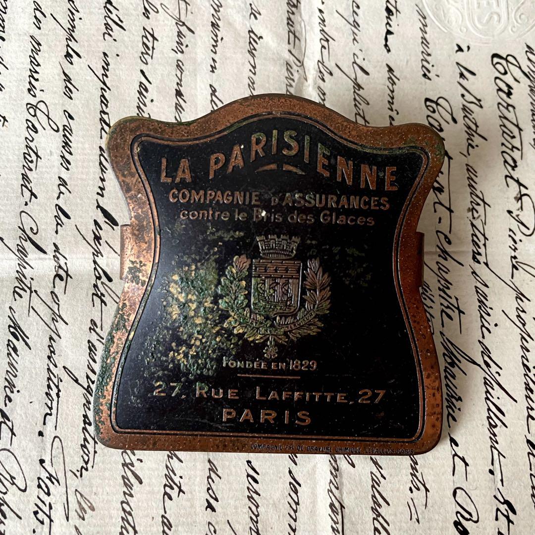 PARISロゴ&紋章クリップ　フランスアンティーク　クラウン王冠　レタリング
