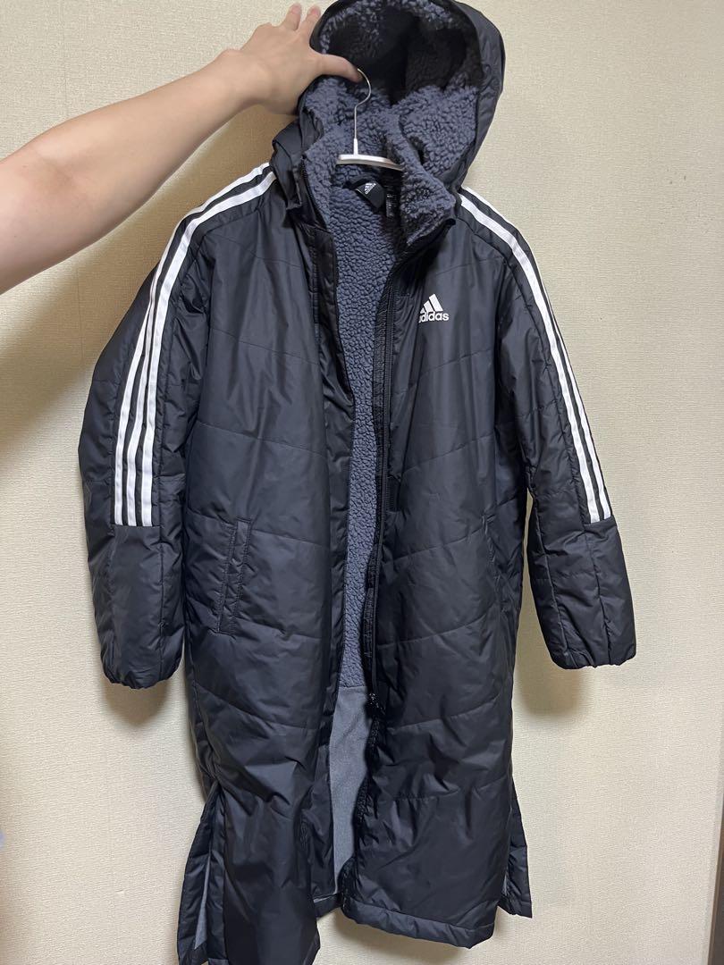 adidas キッズ サッカーベンチコート ブラック - メルカリ