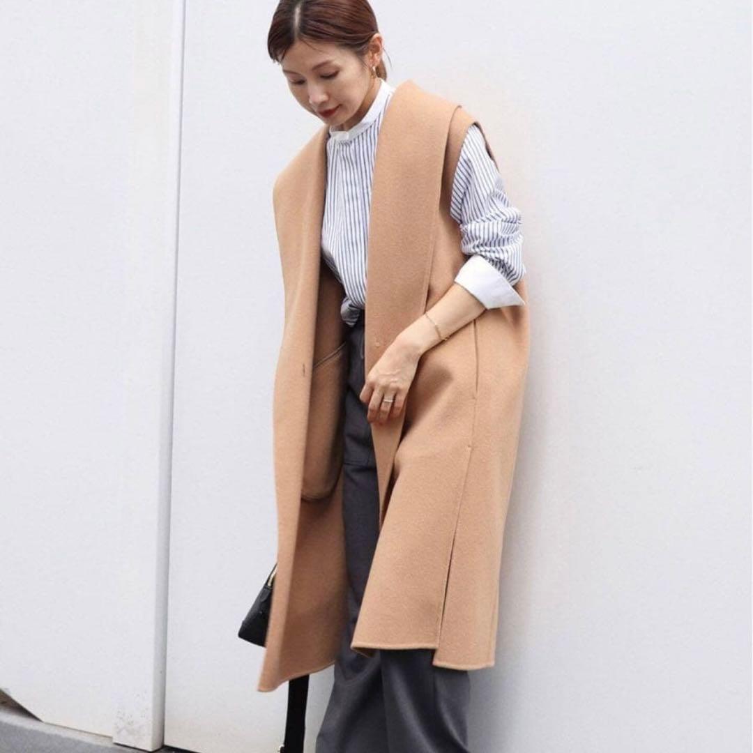 美品★イエナ　キャメルダブルフェイスロングジレ