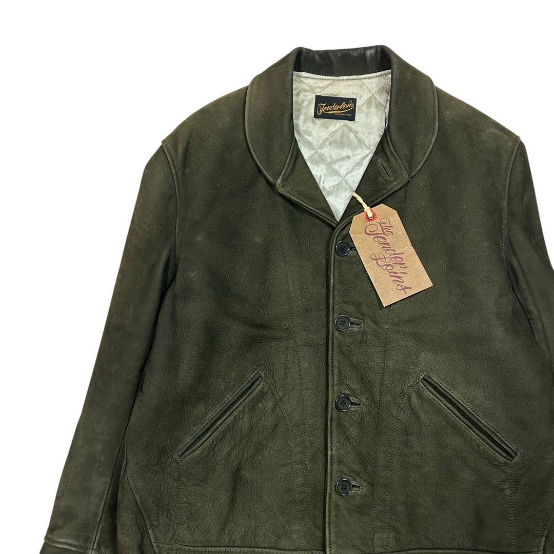 希少品！ TENDERLOIN ヌバック レザー ジャケット オリーブ 深緑 S