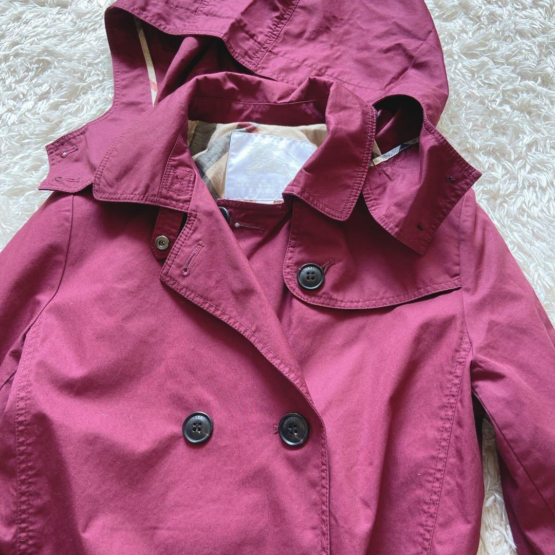 バーバリー トレンチコート フード付き ボルドー 14Y ベルト バーバリー トレンチコート フード付き ボルドー 14Y ベルト