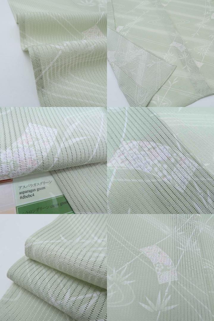 美品 夏着物 正絹 縦絽“気分は、風も流水も味方に花歌を詠む竹！”小紋 H-2