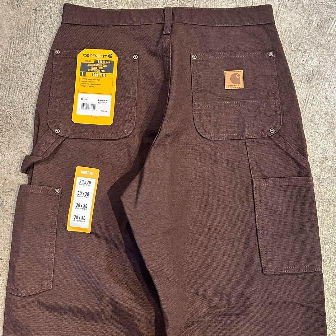 新品 カーハート B136 ウォッシュド ダック ダブルニー パンツ茶 W30 Carhartt カーハート B136 ダブルフロント ウォッシュド ダック