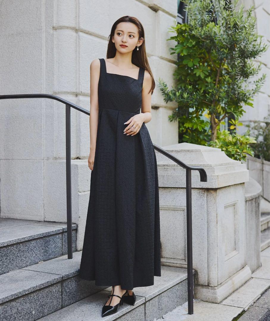 ORGUE Emboss camisole one-piece【Black】