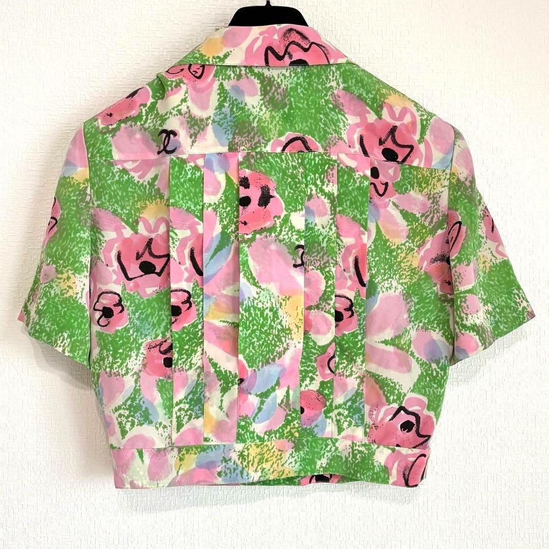 美品 シャネル ショート丈 97P 半袖 シルク ジャケット 40 ココ