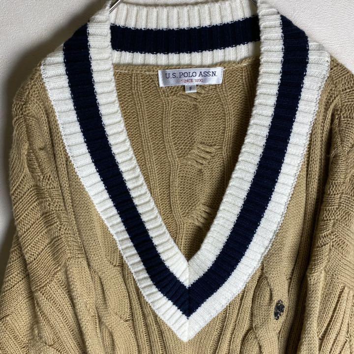 安いHOT ニット オーバーサイズ V字ネック 古着 HMGUC-m41399024165 カーディガン ブラウン POLO 人気SALEお買い得