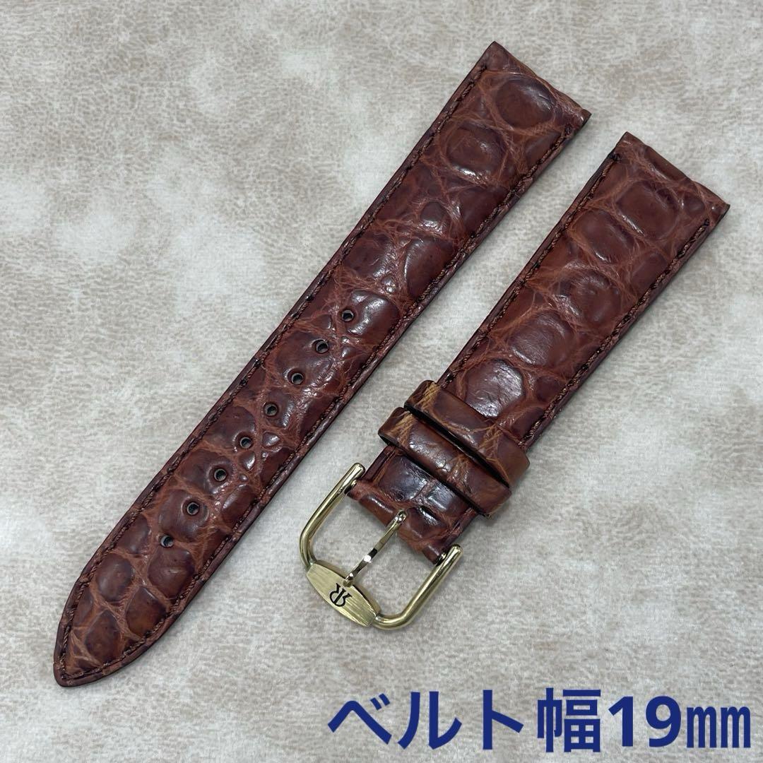 レビュートーメン　Revue Thommen　時計　革ベルト　19㎜　クロコ レビュートーメン Revue Thommen 時計 革ベルト クロコ ブラウン
